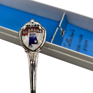 Alabama Souvenir Collectors Demitasse Spoon Enamel Crest Made In USA Boxed